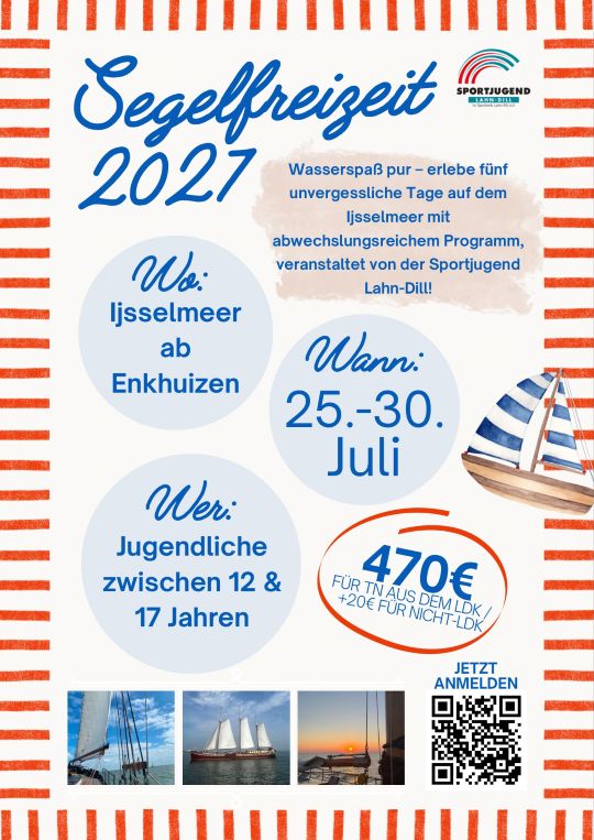Segelfreizeit 2027 der Sportjugend Lahn-Dill